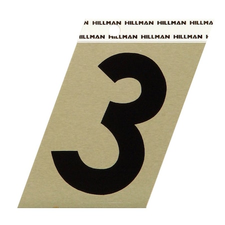 Hillman HILLMAN 3 in. Reflective Black Vinyl Self-Adhesive Number 3 1 pc 840558